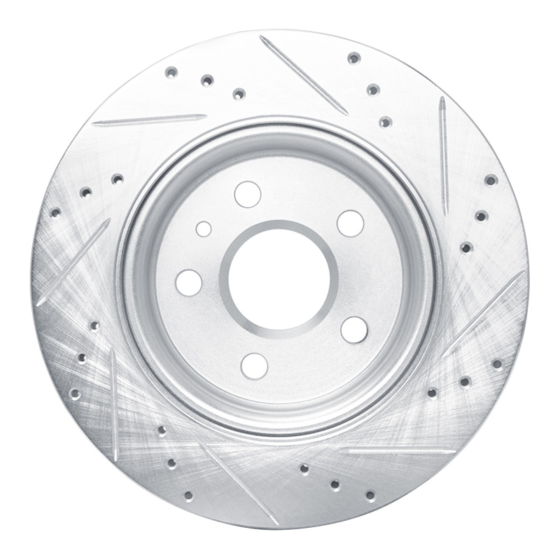 Buick Allure Brake Rotor (1) - Rear Left - R1 Concepts - Drilled & Slotted - Silver - `10-`25
